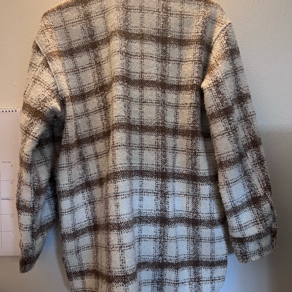 12th tribe hotel california beige plaid shirt jacket shacket s - Picture 7 of 8